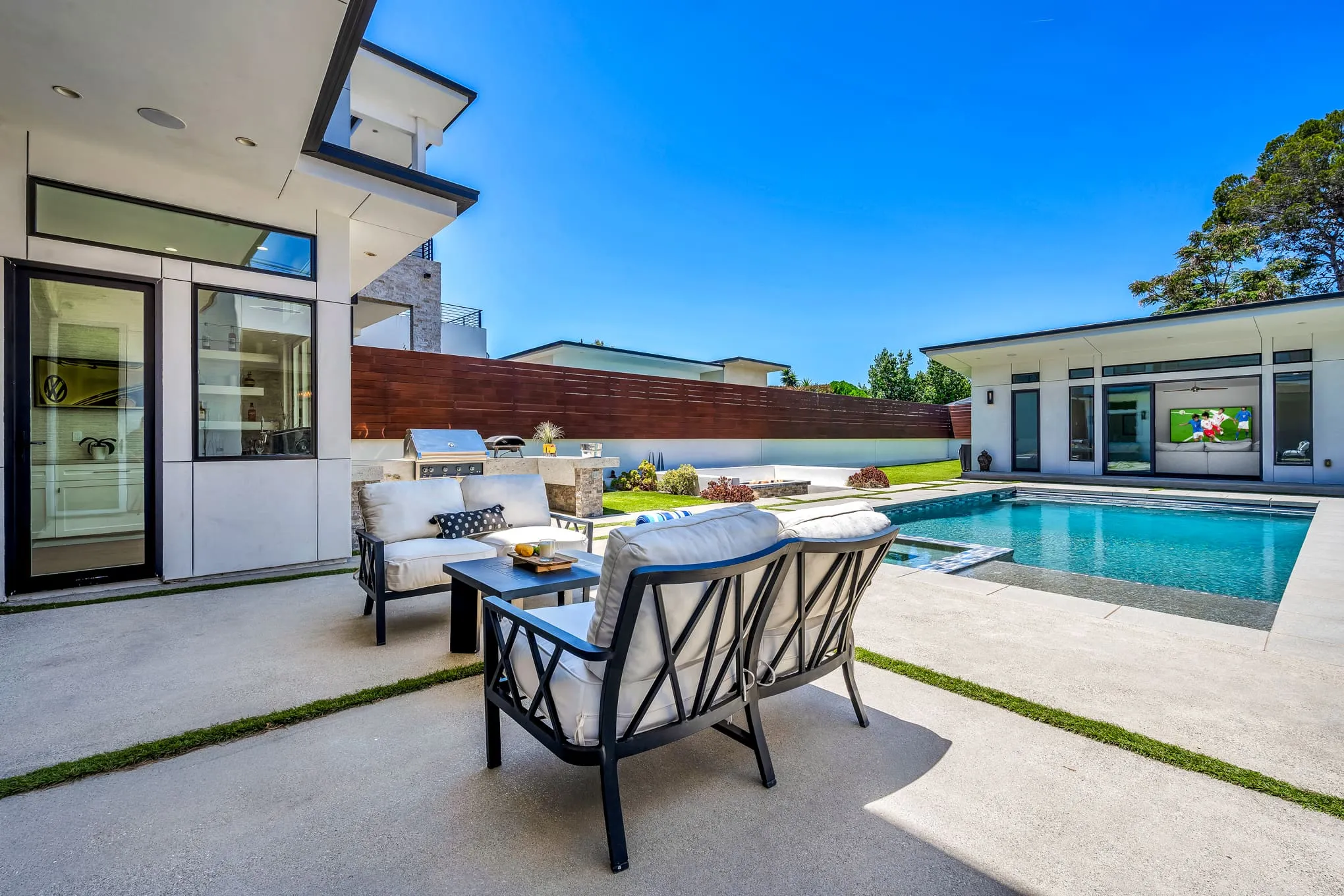 Resort-style pool and backyard