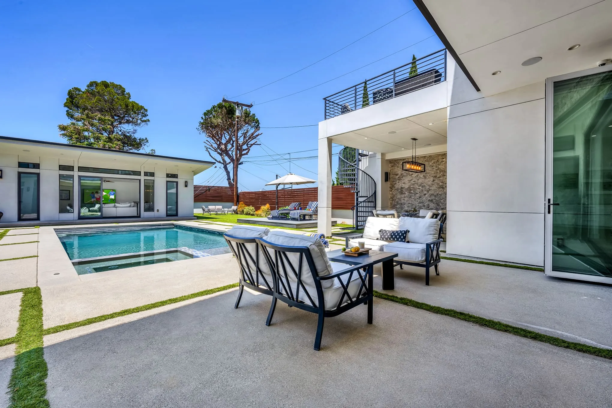 Resort-style pool and backyard