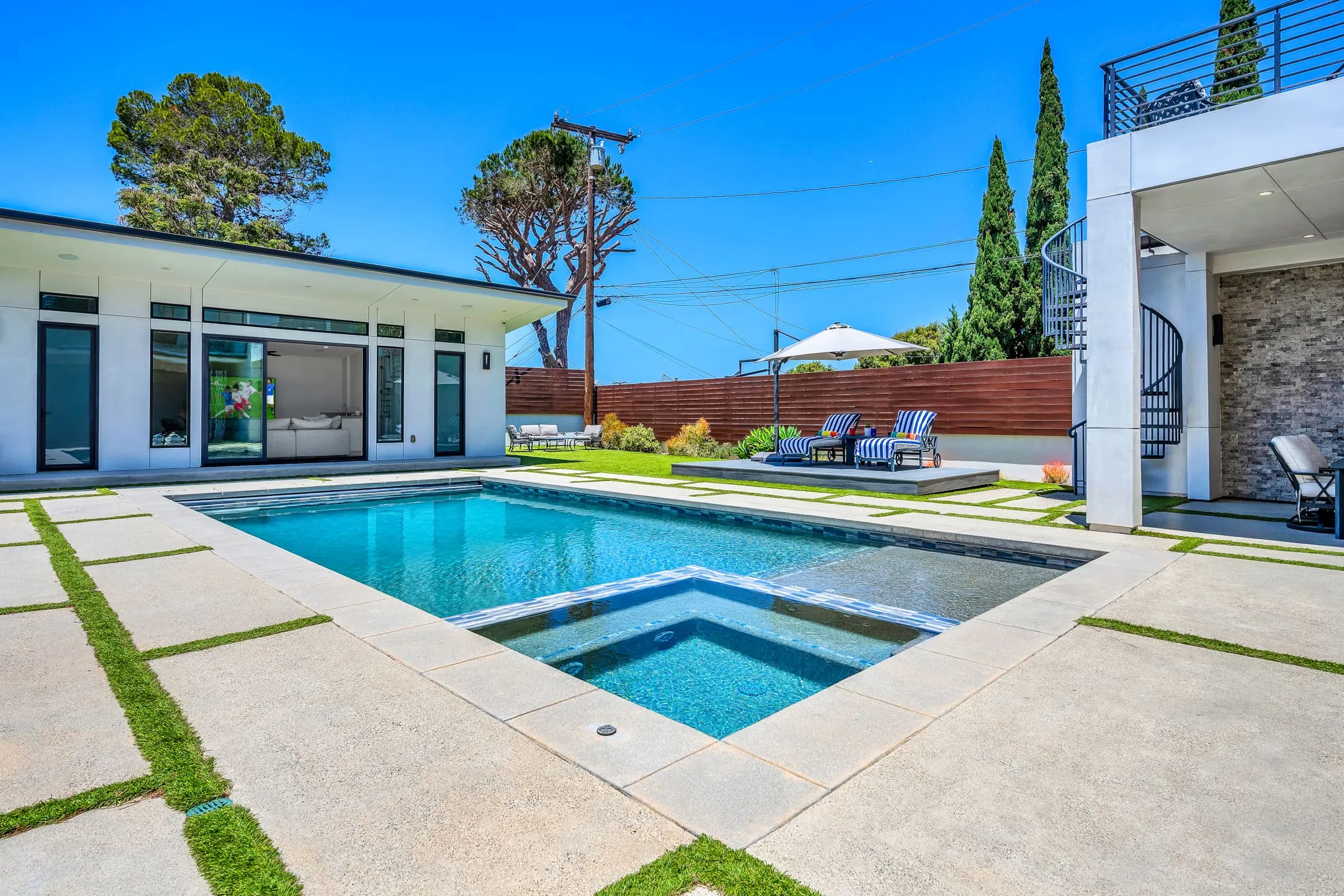 Resort-style pool and backyard