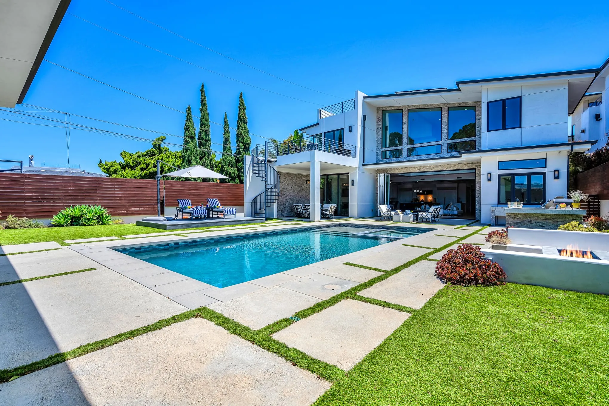 Resort-style pool and backyard