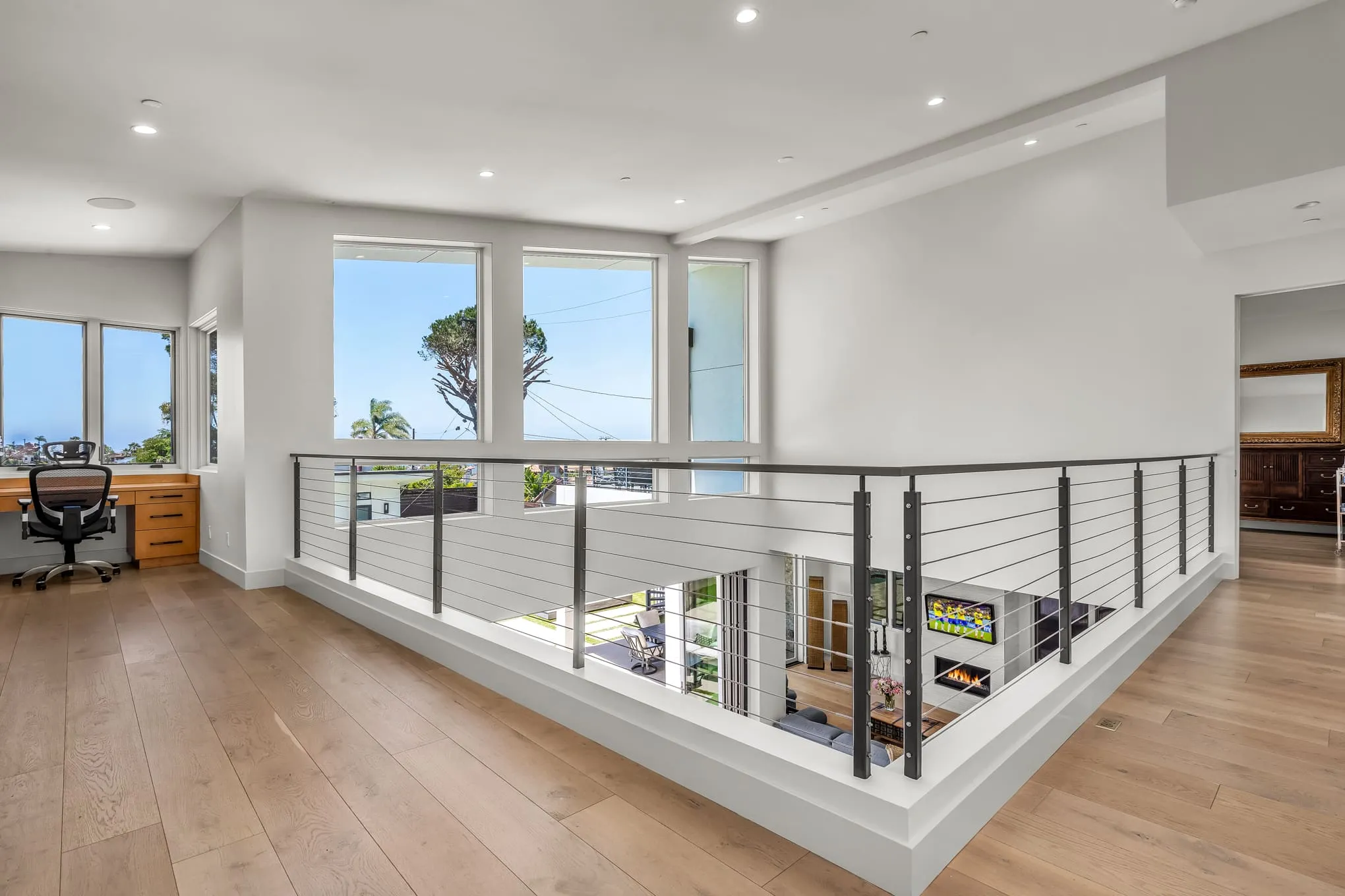 Upper-level loft with a study nook
