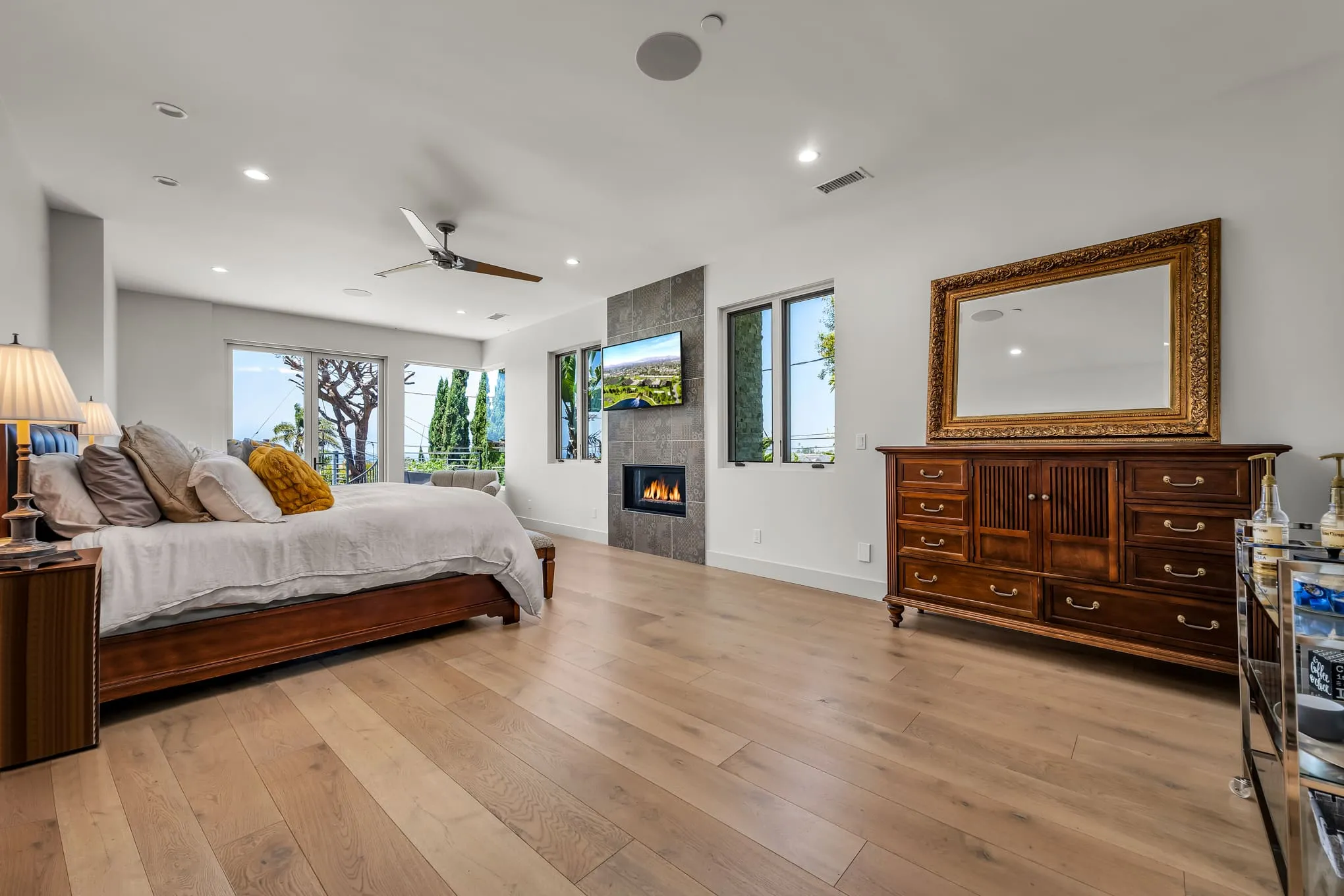 Primary suite with fireplace and sitting area